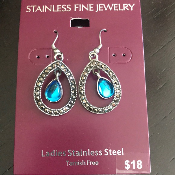 NWT Stainless Steel Dangling Earrings - Turquoise - Picture 4 of 5